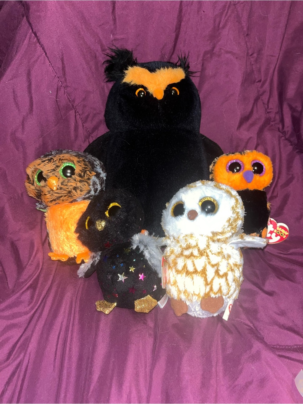 Ty beanie babies Plush Halloween Owl lot of 4 haunt swoops Hyde midnight